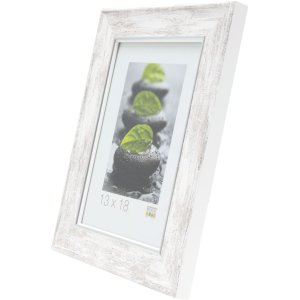 Dřevěný rám S46E stříbrný okraj 15x20 cm bílé antireflexní sklo