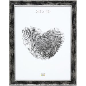 Dřevěný rám S46E stříbrný okraj 20x25 cm černé antireflexní sklo