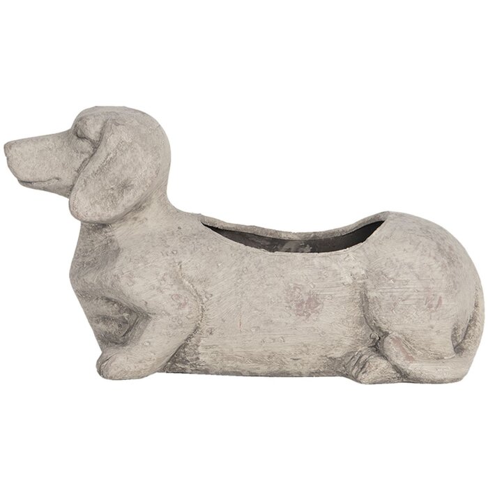 Clayre & Eef 6TE0305 Květináč vnitřní 24x9x13 cm šedý pes