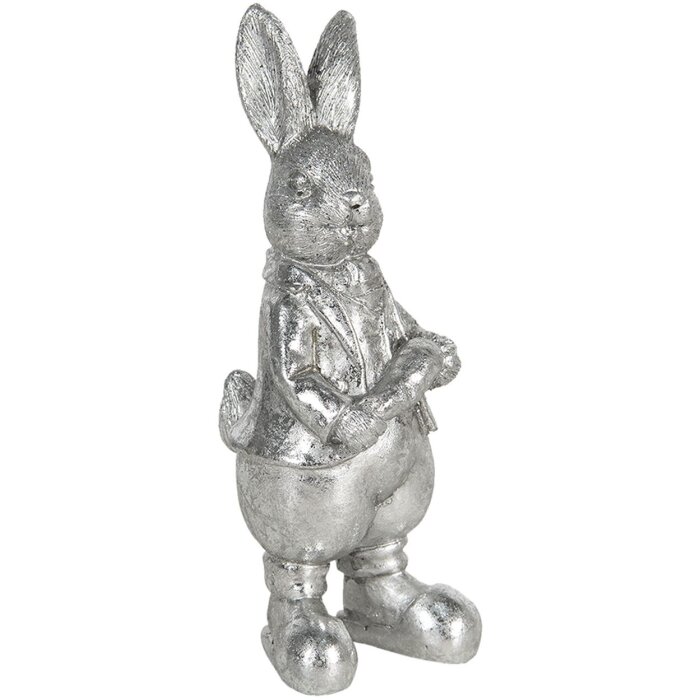 Clayre & Eef 6PR3096ZI Dekorativní králík Stříbrný 13cm Polyresin Vintage styl