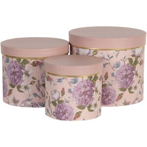 Krabice na klobouky (sada 3 ks) Ø 20x17 - Ø 17x15 - Ø 14x13 cm růžová 64742