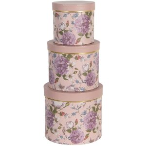 Krabice na klobouky (sada 3 ks) Ø 20x17 - Ø 17x15 - Ø 14x13 cm růžová 64742