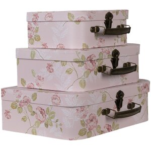Dekorační kufr (sada 3 kusů) 30x21x9-25x18x9-20x16x8 cm růžový 64751