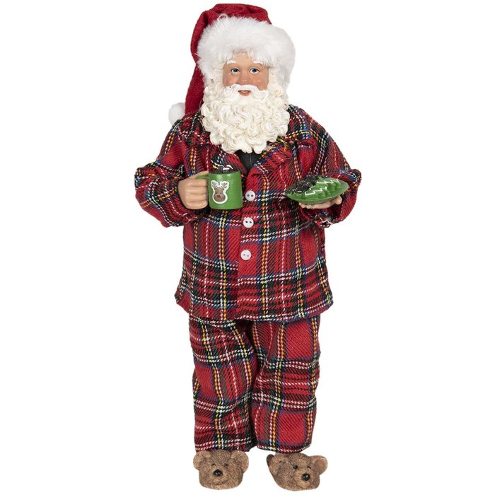 Clayre & Eef Father Christmas dekorativní figurka pestrobarevná 14x10x28 cm textilní plast