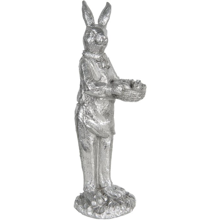 Dekorace králík 13x11x33 cm stříbrná 6PR3092ZI