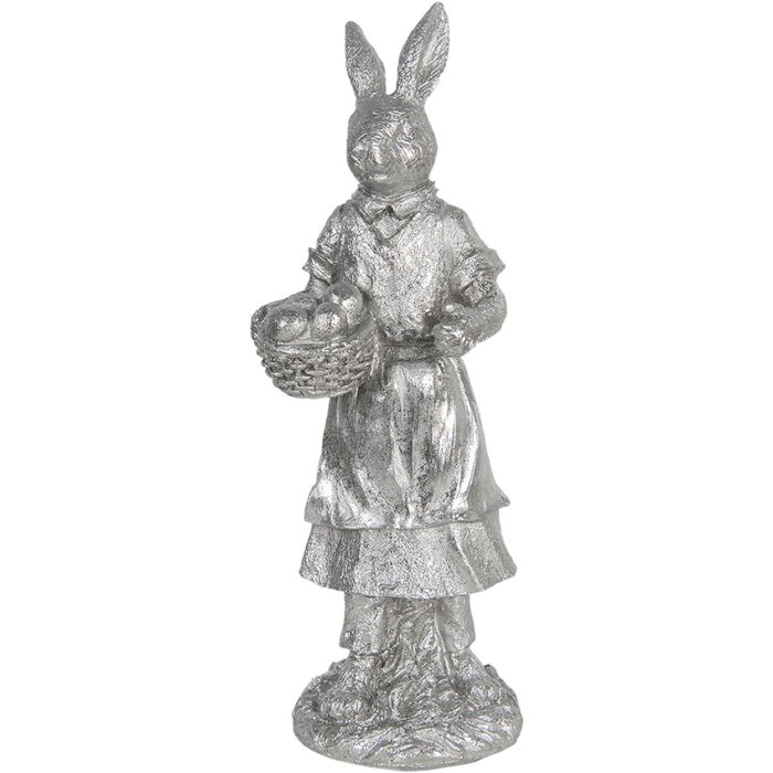 Dekorace králík 13x12x34 cm stříbrná 6PR3093ZI