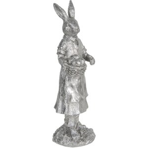 Dekorace králík 13x12x34 cm stříbrná 6PR3093ZI