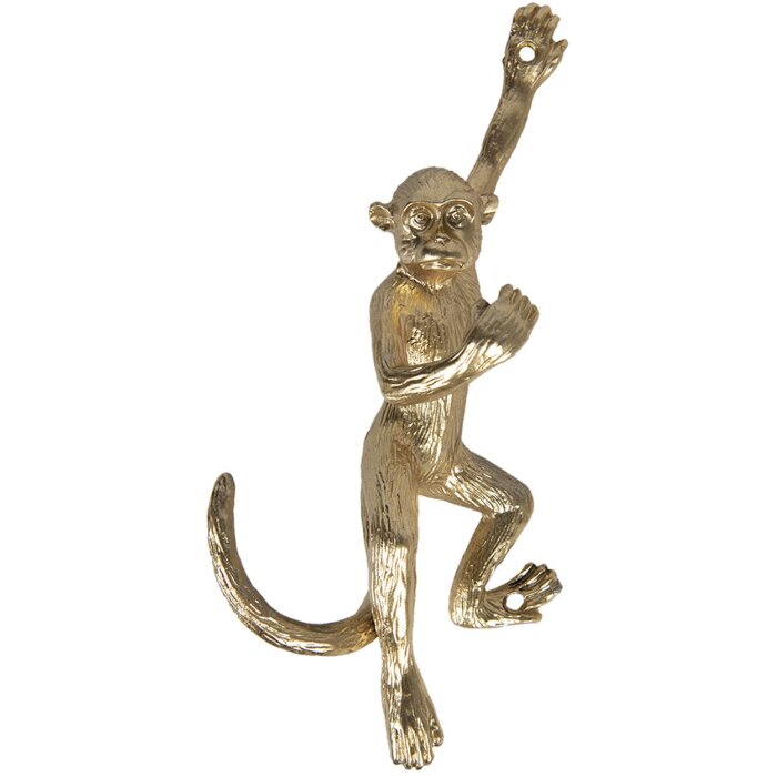 Nástěnný háček Clayre & Eef 6Y4168 Monkey Gold 8x6x19 cm Iron