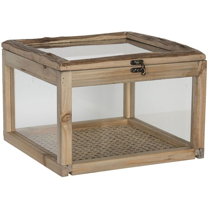 Clayre & Eef 6H1919 Úložný box hnědé dřevo sklo 30x30x21 cm