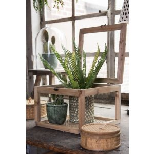 Clayre & Eef 6H1919 Úložný box hnědé dřevo sklo 30x30x21 cm