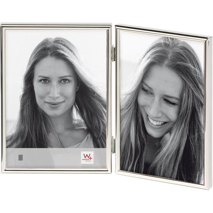 Walther dvojitý rámeček Chloe 2 fotografie 9x13 cm stříbrný lesklý formát na výšku