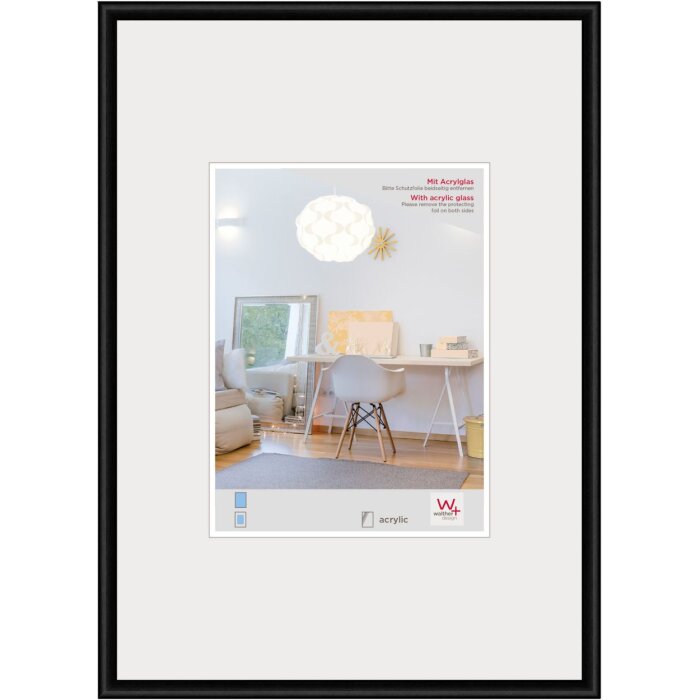 Plastový rám Walther New Lifestyle 42x60 cm černé akrylátové sklo DIN A2