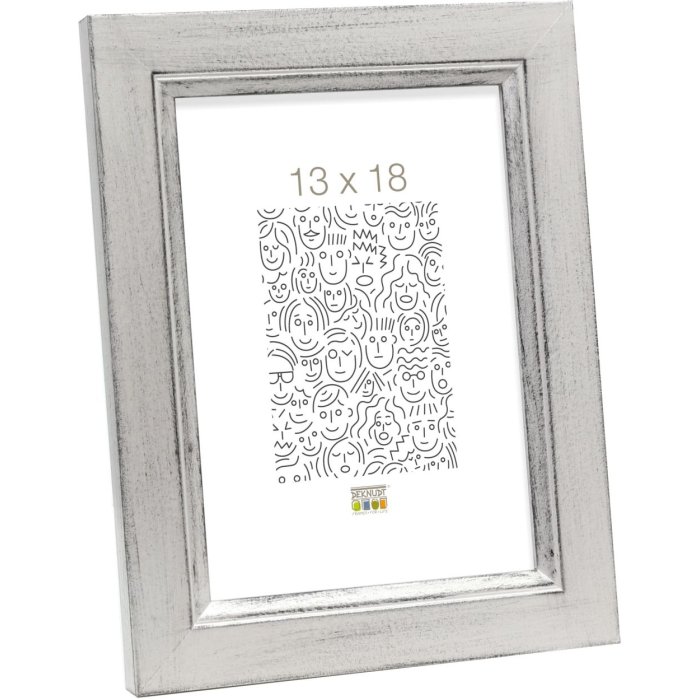 Dřevěný rám S42L stříbrný 10x15 cm sklo premium