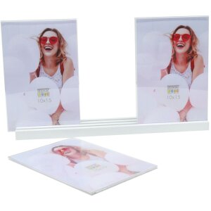 Dřevěný držák na fotografie bílý 3 fotografie 10x15 cm na výšku
