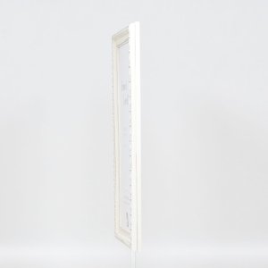 Efektní dřevěný barokní rám profil 37 bílý 10,5x14,8 cm muzejní sklo