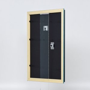 Efektní dřevěný rám profil 21 modrý 13x13 cm antireflexní sklo