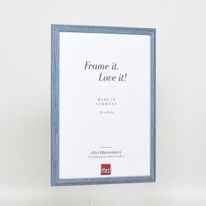 Efektní dřevěný rám profil 32 šedomodrý 14,8x21 cm muzejní sklo