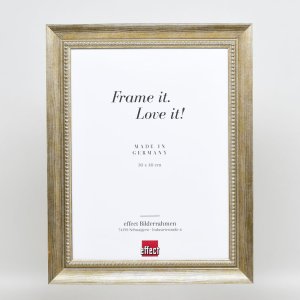 Efektní rám z masivního dřeva profil 28 zlatý 14,8x21 cm muzejní sklo