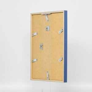 Efektní dřevěný rám profil 35 modrý 20x20 cm normální sklo + distanční rámeček