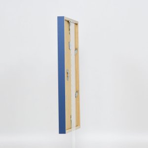 Efektní dřevěný rám profil 35 modrý 20x20 cm normální sklo + distanční rámeček
