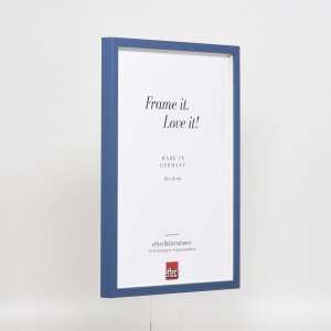 Efektní dřevěný rám profil 35 modrý 20x20 cm normální sklo + distanční rámeček