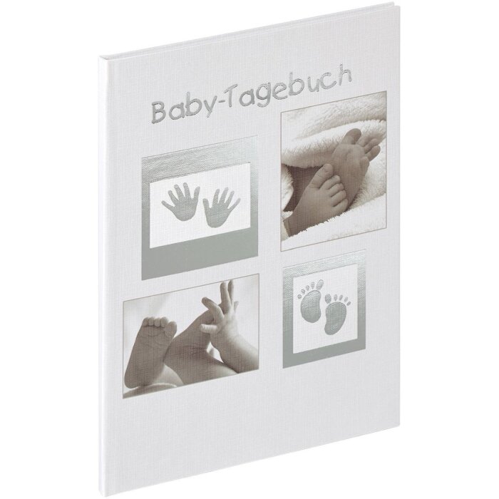 Walther Baby-Tagebuch Little Foot 20x28 cm 46 illustrierte Seiten weiß