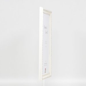 Efektní dřevěný barokní rám profil 37 bílý 30,5x91,5 cm muzejní sklo