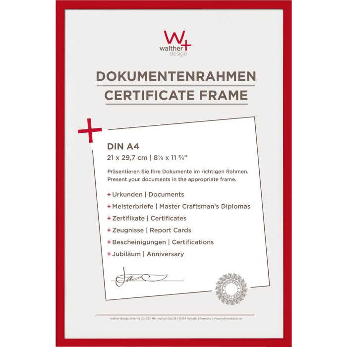 Plastový rámeček Walther NEW LIFESTYLE 21x29,7 cm DIN A4 červený