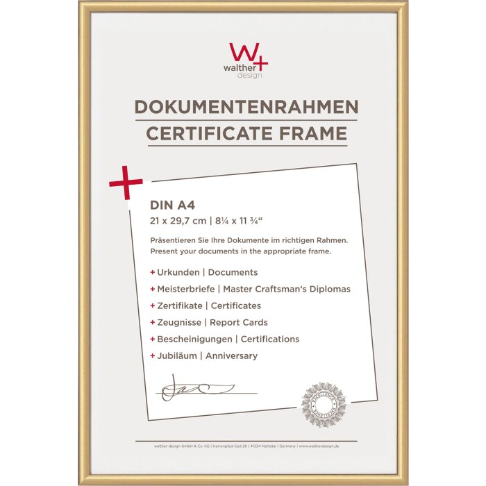 Walther plastový rámeček DIN A4 New Lifestyle zlatý 21x29,7 cm