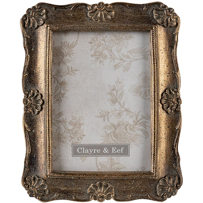 Clayre & Eef 2F0827 Rámeček na obrázky 10x15 cm Zlatý plastový obdélníkový rám