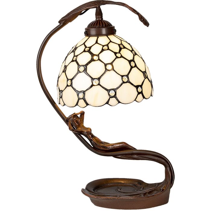 Stolní lampa Tiffany krémová 28x20x41 cm E14-max 1x25W 5LL-6097