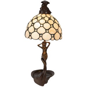 Stolní lampa Tiffany krémová 28x20x41 cm E14-max 1x25W 5LL-6097