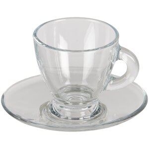 Šálek na kávu s podšálkem transparentní 8x6x6 - 11x10x2 cm - 85 ml 6GL3418