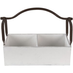 Clayre & Eef 6H1914W Úložný box 41x19x29 cm Bílý dřevo kov