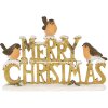 Dekorace Merry Xmas zlatá 21x4x13 cm 6PR3466
