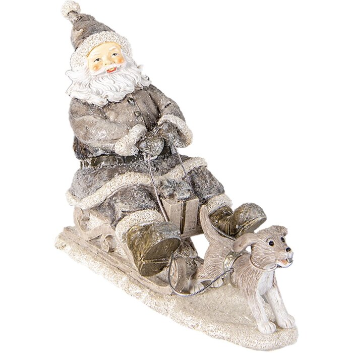 Dekorace Otec Vánoc na saních šedá 24x8x16 cm 6PR3472
