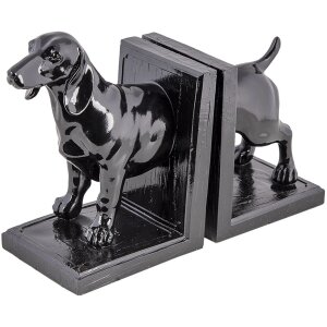 Clayre & Eef 6PR4623 Sada 2 stojánků na knihy Pes 25x9x15 cm Černý plast