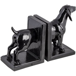 Clayre & Eef 6PR4623 Sada 2 stojánků na knihy Pes 25x9x15 cm Černý plast