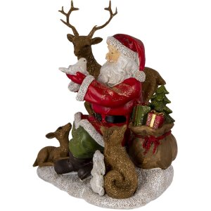 Dekorace Otec Vánoc se zvířátky pestrobarevná 18x13x19 cm 6PR4721