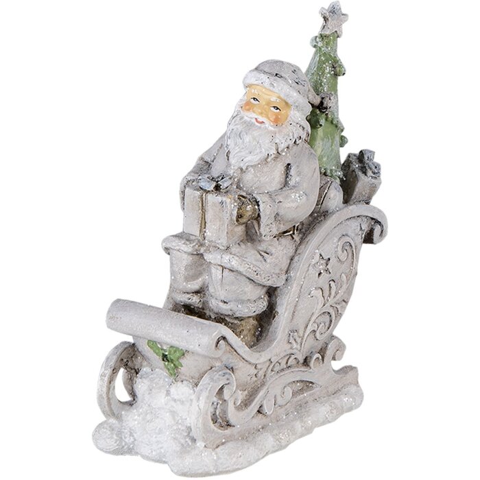 Dekorace Otec Vánoc na saních stříbrná 10x6x13 cm 6PR4727