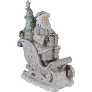 Dekorace Otec Vánoc na saních stříbrná 10x6x13 cm 6PR4727
