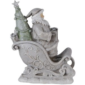 Dekorace Otec Vánoc na saních stříbrná 10x6x13 cm 6PR4727