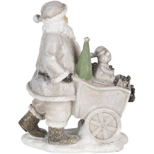 Dekorace Otec Vánoc s vozíkem stříbrná 12x8x15 cm 6PR4728