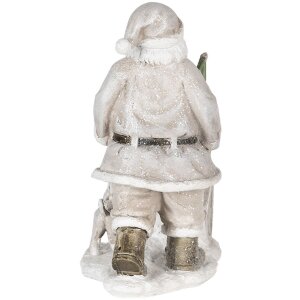 Dekorace Otec Vánoc s vozíkem stříbrná 12x8x15 cm 6PR4728