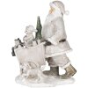 Dekorace Otec Vánoc s vozíkem stříbrná 12x8x15 cm 6PR4728