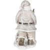 Dekorace Otec Vánoc s vozíkem stříbrná 12x8x15 cm 6PR4728