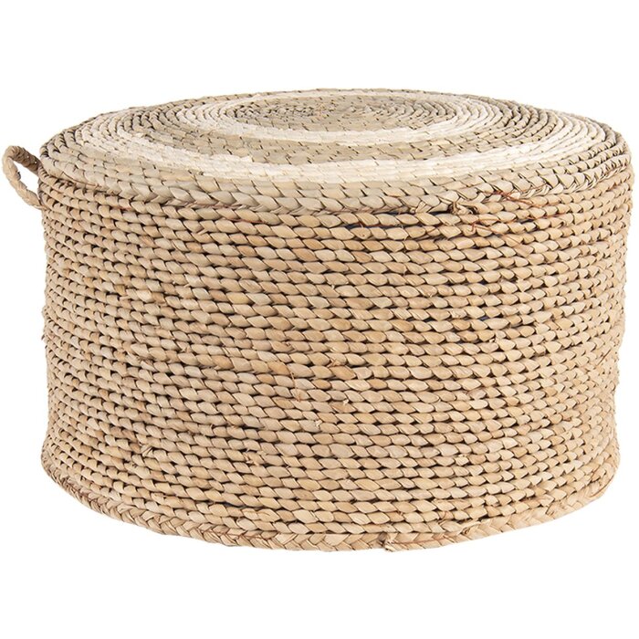 Clayre & Eef 6RO0510 Pouf Ø 40x23 cm Hnědá slaměná kulatá stolička