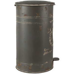 Clayre & Eef Pedal Bin 6Y4244 Grey Ø 27x45 cm Vintage Design Pedal Function