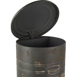Clayre & Eef Pedal Bin 6Y4244 Grey Ø 27x45 cm Vintage Design Pedal Function