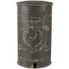 Clayre & Eef Pedal Bin 6Y4244 Grey Ø 27x45 cm Vintage Design Pedal Function
